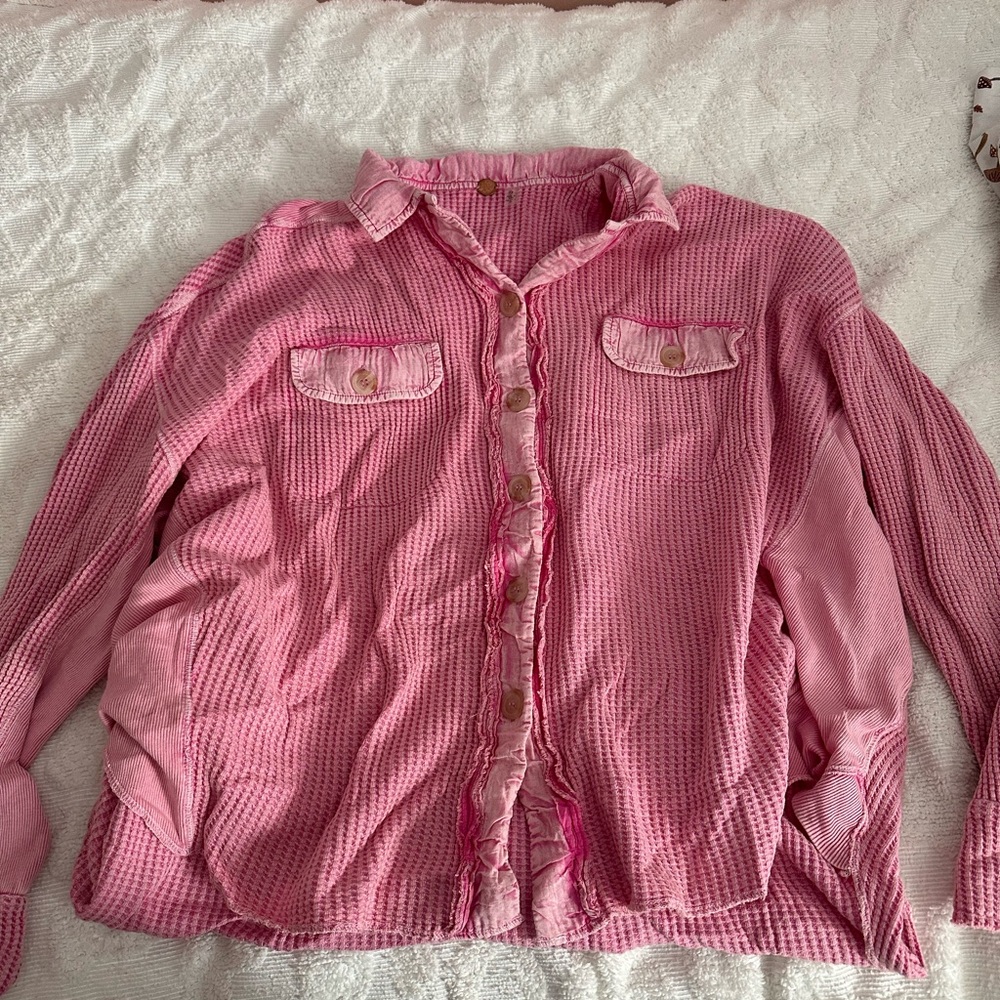 Free People Pink Medium/Large Fit Button-down Sweater/Pullover, Barely Worn